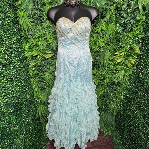 Royal Queen Dress Women 10 Blue Gown Formal Beaded Sequin Mermaid Prom‎ Fairy